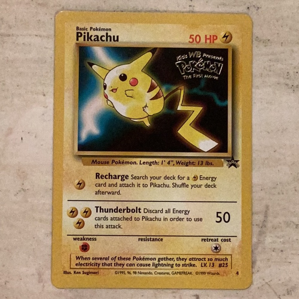 Pikachu 1999 Movie Promo 4 Pokemon Card Stamped WB The First Movie #4 - Picture 4 of 5